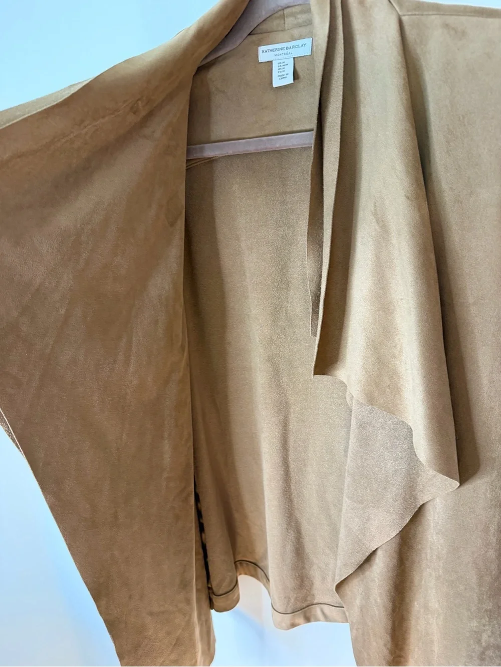 Katherine Barclay Faux-Suede Vest in Camel Brown size medium taupe Montreal